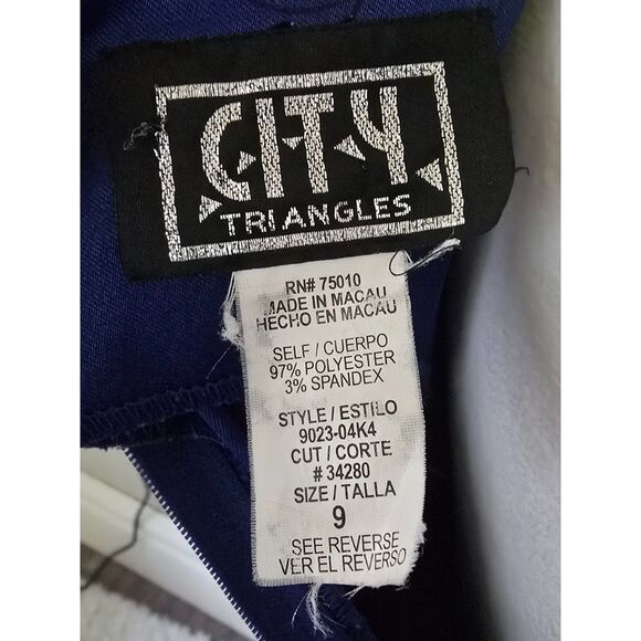 VTG City Triangles Cocktail Dress Blue Square Neck Tank Mini Dainty Floral Hoco - Picture 8 of 8